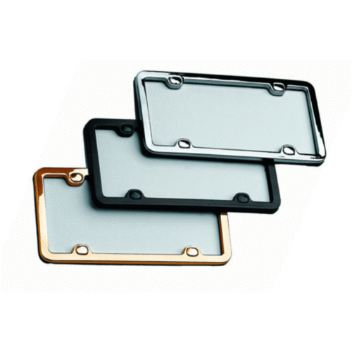 ITAL DIE CAST METAL LIC. FRAME CHROME PLATED  W/RUBBER ACCENT TRIM