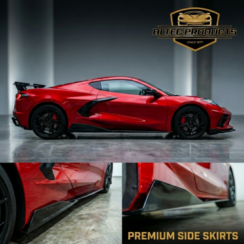 CORVETTE C8 STINGRAY SIDE SKIRTS / ROCK GAURDS in Carbon Flash